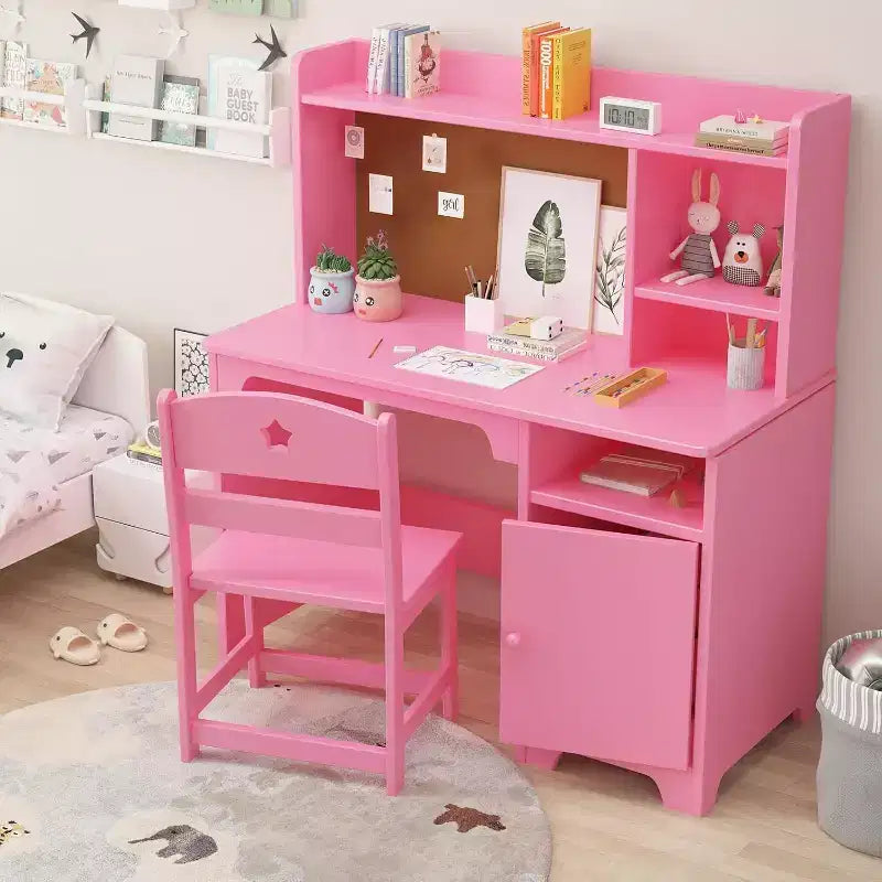 Ensemble bureau et chaise pour enfants, table d'étude avec rangement pour chambre ou salle de jeux