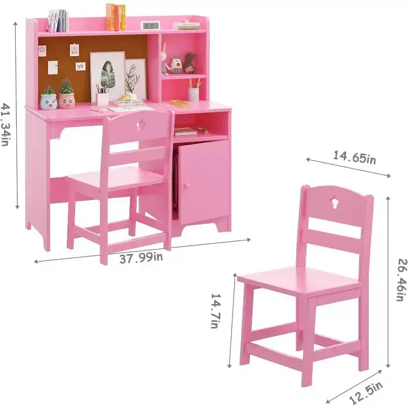 Ensemble bureau et chaise pour enfants, table d'étude avec rangement pour chambre ou salle de jeux