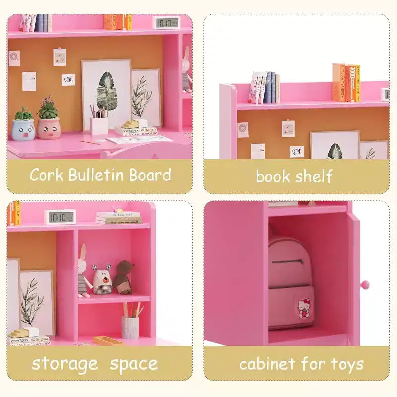 Ensemble bureau et chaise pour enfants, table d'étude avec rangement pour chambre ou salle de jeux