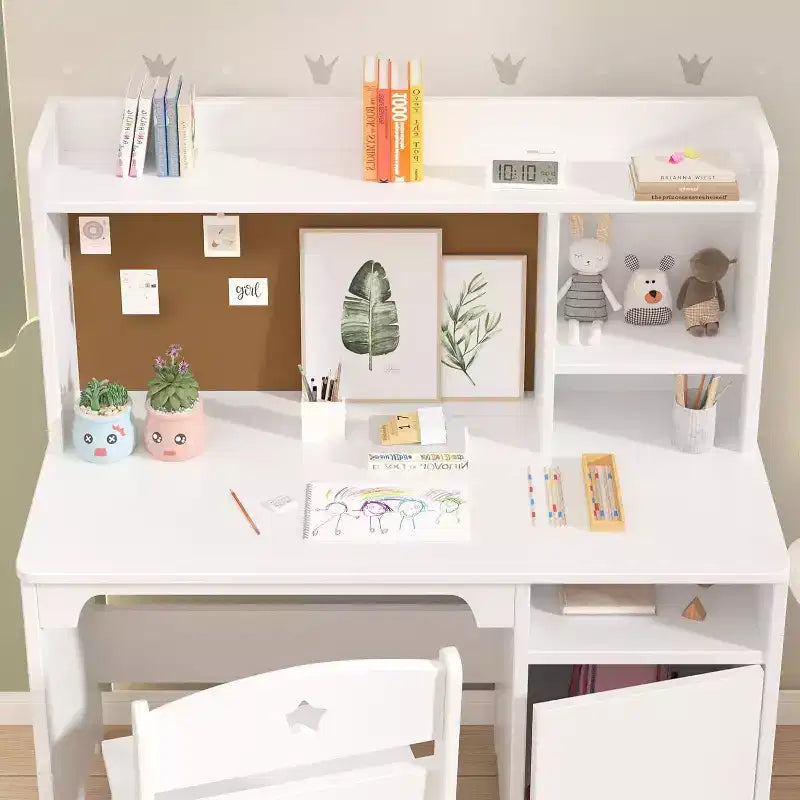 Ensemble bureau et chaise pour enfants, table d'étude avec rangement pour chambre ou salle de jeux