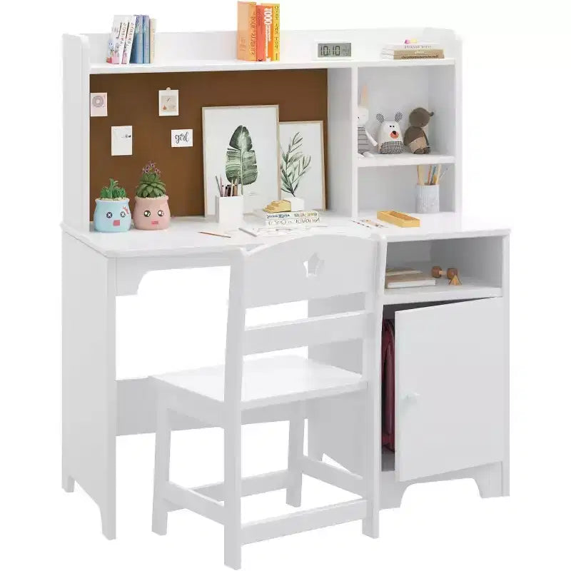 Ensemble bureau et chaise pour enfants, table d'étude avec rangement pour chambre ou salle de jeux