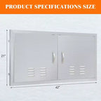 Porte de cuisine extérieure, 42L x 21H, en acier inoxydable, à encastrer, étanche, résistante à la corrosion, avec aérations, pour îlot/armoire de barbecue
