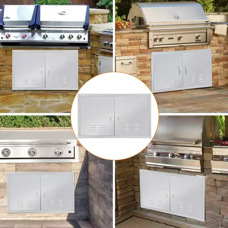 Porte de cuisine extérieure, 42L x 21H, en acier inoxydable, à encastrer, étanche, résistante à la corrosion, avec aérations, pour îlot/armoire de barbecue