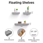 Étagère flottante grise de 59,9 cm avec support invisible, fixation murale en bois, parfaite pour la décoration de salle de bain/chambre/cuisine ou pour exposer des livres/plantes, installation facile.