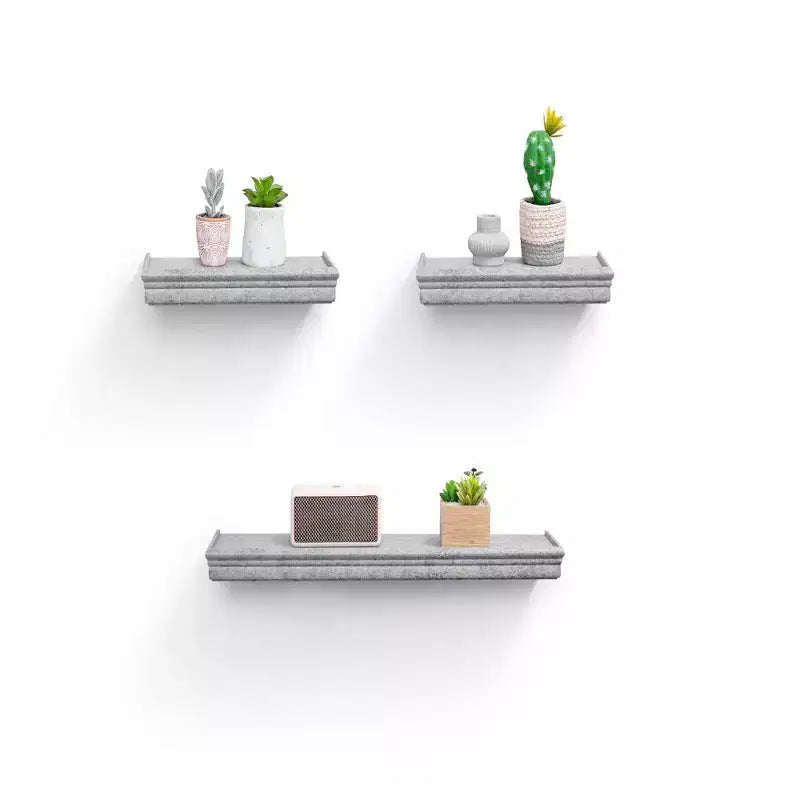 Étagère flottante grise de 59,9 cm avec support invisible, fixation murale en bois, parfaite pour la décoration de salle de bain/chambre/cuisine ou pour exposer des livres/plantes, installation facile.