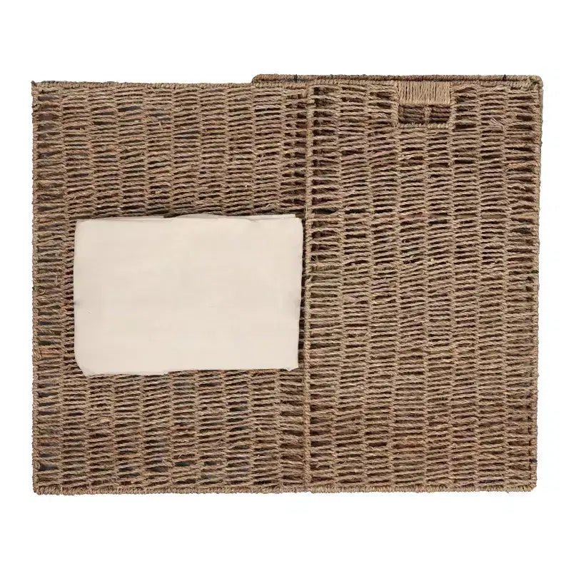 Panier à Linge en Jonc de Mer Tressé Bohème Reed Coastal avec Couvercle et Doublure Amovible