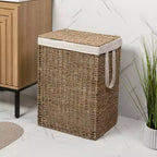 Panier à Linge en Jonc de Mer Tressé Bohème Reed Coastal avec Couvercle et Doublure Amovible
