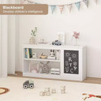 Étagère à livres et meuble de rangement 3-en-1 pour enfants avec tableau noir, organisateur moderne blanc pour salle de jeux