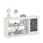 Étagère à livres et meuble de rangement 3-en-1 pour enfants avec tableau noir, organisateur moderne blanc pour salle de jeux