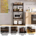 Étagère de cuisine réglable à 4 niveaux, robuste, chariot de four à micro-ondes autoportant pour le rangement dans la cuisine, le salon, le garage