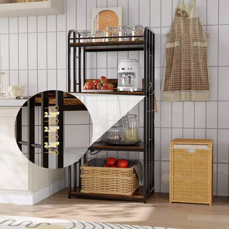 Étagère de cuisine réglable à 4 niveaux, robuste, chariot de four à micro-ondes autoportant pour le rangement dans la cuisine, le salon, le garage