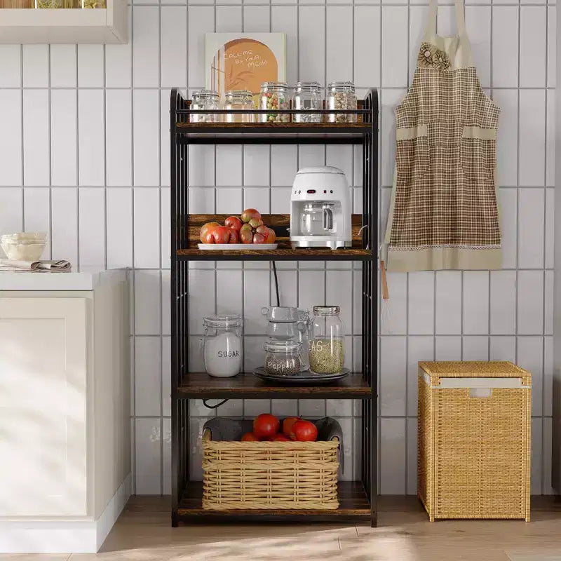 Étagère de cuisine réglable à 4 niveaux, robuste, chariot de four à micro-ondes autoportant pour le rangement dans la cuisine, le salon, le garage