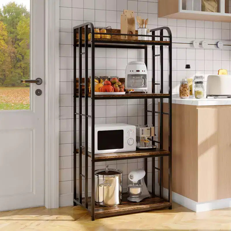 Étagère de cuisine réglable à 4 niveaux, robuste, chariot de four à micro-ondes autoportant pour le rangement dans la cuisine, le salon, le garage
