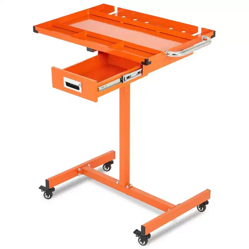 Chariot de rangement à outils robuste à roulettes, table de travail réglable en acier avec roues pour garage, atelier, bricolage, capacité de 101 kg
