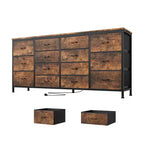 Commode 63 pouces Modern Accent, meuble TV pour téléviseurs 65/70/75 pouces, armoire à 14 tiroirs pour chambre à coucher, grande commode longue en tissu pour centre de divertissement
