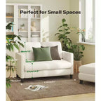 Canapé deux places causeuse 130 cm, tissu Teddy doux et cadre en bois massif, canapé compact pour appartement avec assemblage sans outils pour petits espaces
