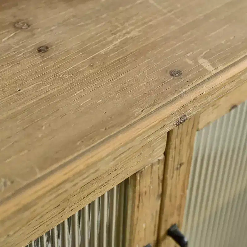 Buffet en bois avec portes vitrées et étagère ouverte Belmont Rustic