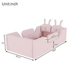 Lits de sol capitonnés modernes pour lits jumeaux avec coussin lapin et rails latéraux amovibles, lit plateforme en bois pour chambre d'enfants, chambre à coucher
