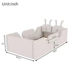 Lits de sol capitonnés modernes pour lits jumeaux avec coussin lapin et rails latéraux amovibles, lit plateforme en bois pour chambre d'enfants, chambre à coucher
