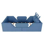 Lits de sol capitonnés modernes pour lits jumeaux avec coussin lapin et rails latéraux amovibles, lit plateforme en bois pour chambre d'enfants, chambre à coucher
