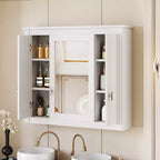 Armoire de salle de bain murale avec miroir et 4 étagères, organiseur de salle de bain peu encombrant