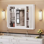 Armoire de salle de bain murale avec miroir et 4 étagères, organiseur de salle de bain peu encombrant