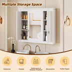 Armoire de salle de bain murale avec miroir et 4 étagères, organiseur de salle de bain peu encombrant