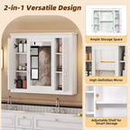 Armoire de salle de bain murale avec miroir et 4 étagères, organiseur de salle de bain peu encombrant