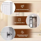 Armoire de salle de bain murale avec miroir et 4 étagères, organiseur de salle de bain peu encombrant
