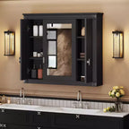 Armoire de salle de bain murale avec miroir et 4 étagères, organiseur de salle de bain peu encombrant