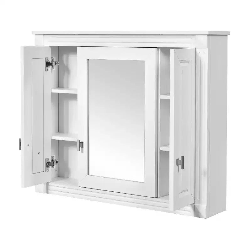 Armoire de salle de bain murale avec miroir et 4 étagères, organiseur de salle de bain peu encombrant