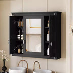 Armoire de salle de bain murale avec miroir et 4 étagères, organiseur de salle de bain peu encombrant