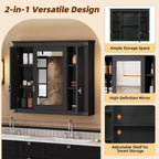 Armoire de salle de bain murale avec miroir et 4 étagères, organiseur de salle de bain peu encombrant