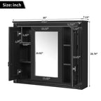 Armoire de salle de bain murale avec miroir et 4 étagères, organiseur de salle de bain peu encombrant