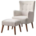 angelo:HOME Jane Traditional Upholstered Accent Chair and Ottoman Linen