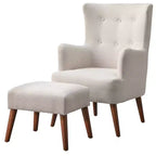 angelo:HOME Jane Traditional Upholstered Accent Chair and Ottoman Linen