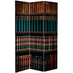 Paravent double face en toile, motif bibliothèque, 6 pouces, marron