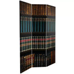 Paravent double face en toile, motif bibliothèque, 6 pouces, marron