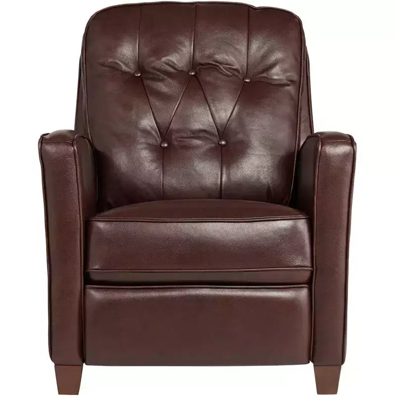 Fauteuil inclinable en cuir véritable Livorno Chocolate, fauteuil moderne et confortable avec repose-pieds manuel inclinable, capitonné pour chambre et salon