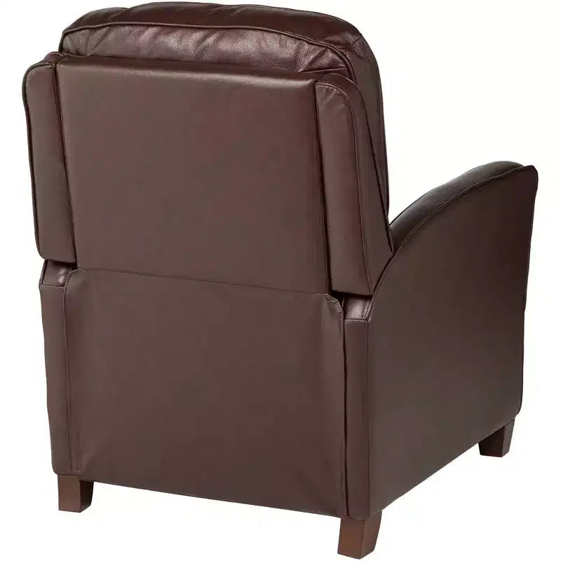 Fauteuil inclinable en cuir véritable Livorno Chocolate, fauteuil moderne et confortable avec repose-pieds manuel inclinable, capitonné pour chambre et salon