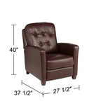 Fauteuil inclinable en cuir véritable Livorno Chocolate, fauteuil moderne et confortable avec repose-pieds manuel inclinable, capitonné pour chambre et salon