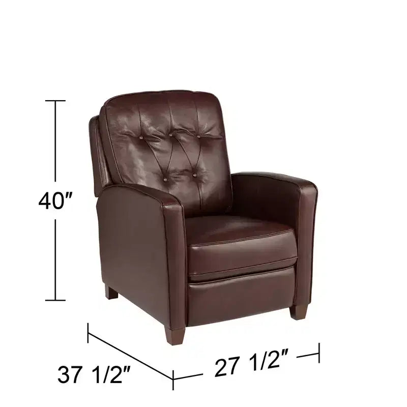 Fauteuil inclinable en cuir véritable Livorno Chocolate, fauteuil moderne et confortable avec repose-pieds manuel inclinable, capitonné pour chambre et salon