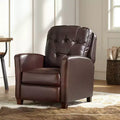 Fauteuil inclinable en cuir véritable Livorno Chocolate, fauteuil moderne et confortable avec repose-pieds manuel inclinable, capitonné pour chambre et salon