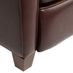 Fauteuil inclinable en cuir véritable Livorno Chocolate, fauteuil moderne et confortable avec repose-pieds manuel inclinable, capitonné pour chambre et salon