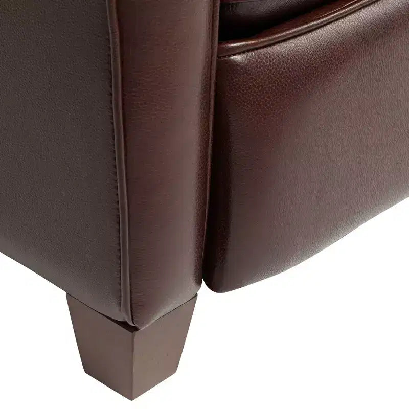 Fauteuil inclinable en cuir véritable Livorno Chocolate, fauteuil moderne et confortable avec repose-pieds manuel inclinable, capitonné pour chambre et salon