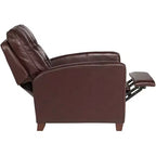 Fauteuil inclinable en cuir véritable Livorno Chocolate, fauteuil moderne et confortable avec repose-pieds manuel inclinable, capitonné pour chambre et salon