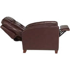 Fauteuil inclinable en cuir véritable Livorno Chocolate, fauteuil moderne et confortable avec repose-pieds manuel inclinable, capitonné pour chambre et salon