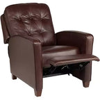 Fauteuil inclinable en cuir véritable Livorno Chocolate, fauteuil moderne et confortable avec repose-pieds manuel inclinable, capitonné pour chambre et salon