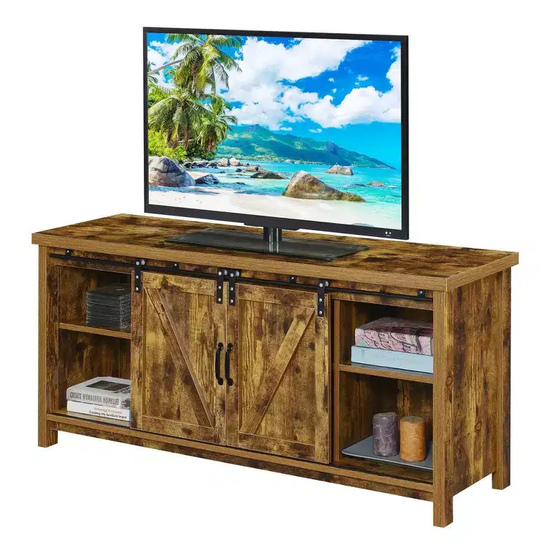 Meuble TV Blake avec portes de grange pour téléviseurs jusqu'à 55 pouces avec étagères et portes coulissantes