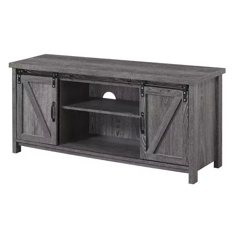 Blake Barn Door TV Stand for TVs up to 55 with Shelves and Sliding Cabinets - Breighton Home